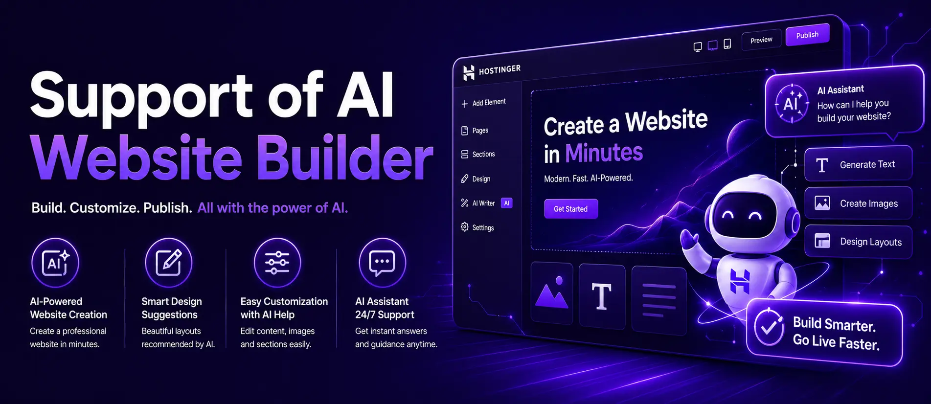 Support of AI Website Builder
